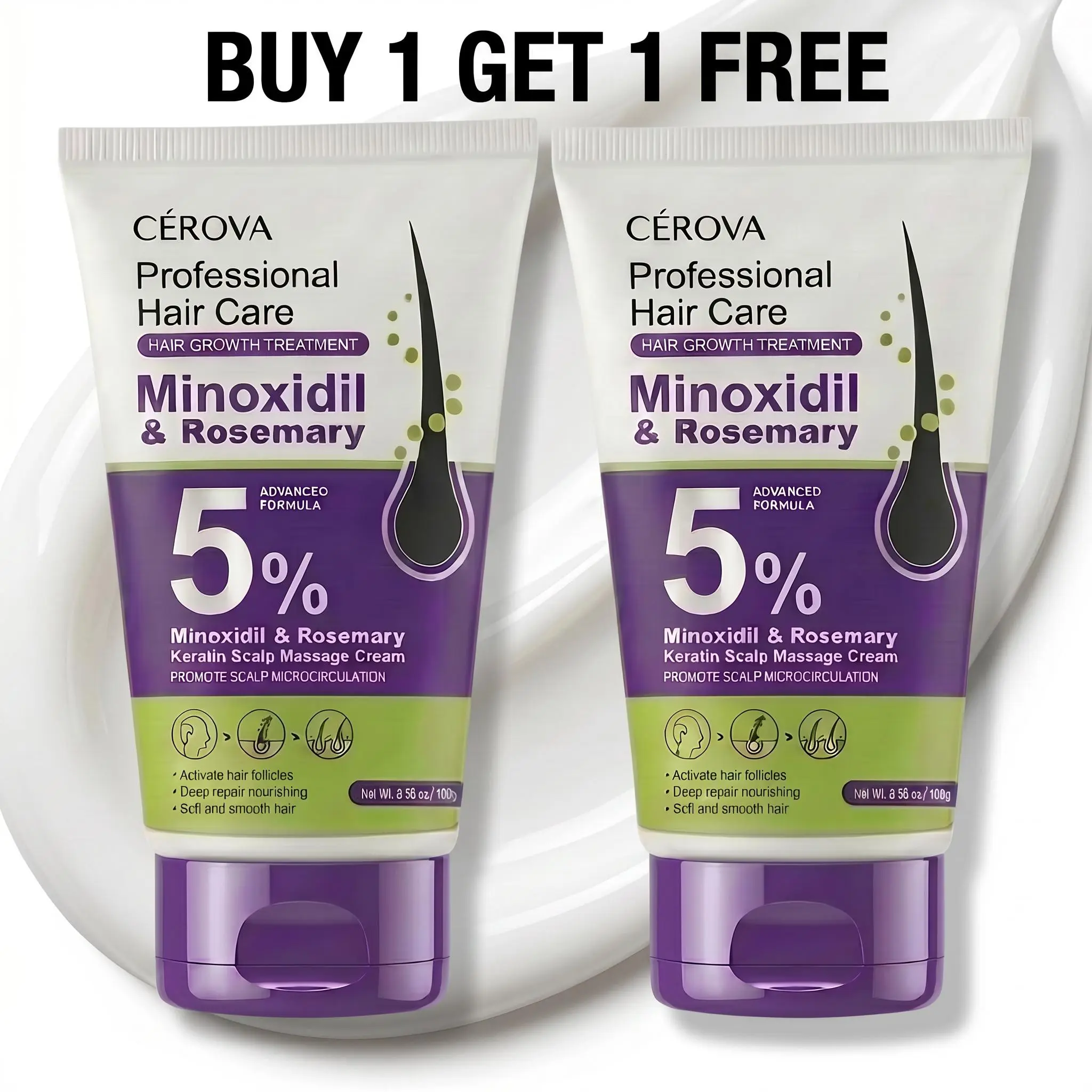 New Release 5% Minoxidil & Rosemary Hair Regrowth Foam, CEROVA Anti Hair Loss Scalp Treatment, Keto Ginger Extract & Keratin Nourishing Haircare