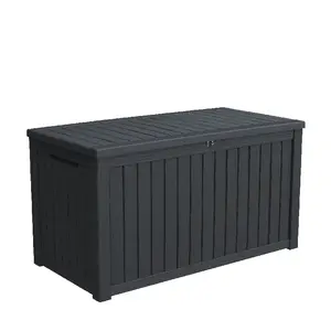 180 Gallon Large Outdoor Storage XXL Deck Box for Patio Furniture, Outdoor Cushions, Garden Tools and Sports/Pools Equipment, Waterproof Resin, Lockable, Black ,Chirstmas