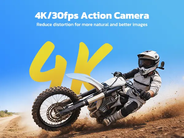 CAMWORLD 4K Mini Body Video Recording Camera - 64GB Micro SD Memory Card, Clip, Lens, Thumb-Action WiFi, 1.47" HD Screen, Magnetic Snap-On Mount, Wearable POV Vlogging Camera for Bikers