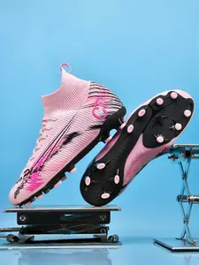 1 Pair Unisex Youth Spike Football Shoes | Competitive Trend Style | Breathable Space Leather Upper + TPU Studded Sole + High-Top Wrap | Professional Matches / Soccer Training / Pitch Competition, Control-Boosting Match Boots