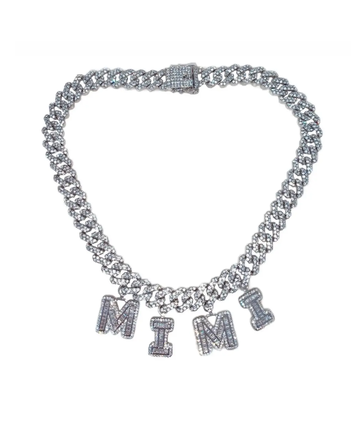 Cuban Baguette Initial Necklace