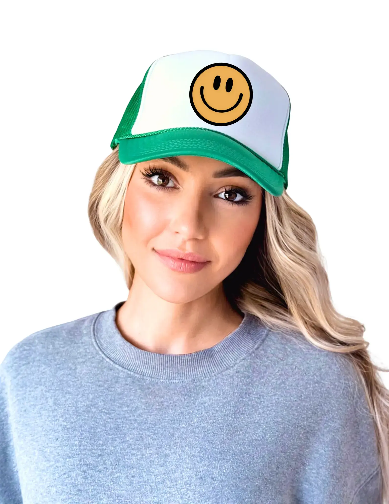 Smiley Face ladies trucker hat Pink smile face trucker caps women's trucker caps trendy happy face trucker caps Baseball Cap