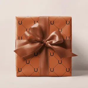 Orange Horseshoe Lattice Wrapping Paper Roll