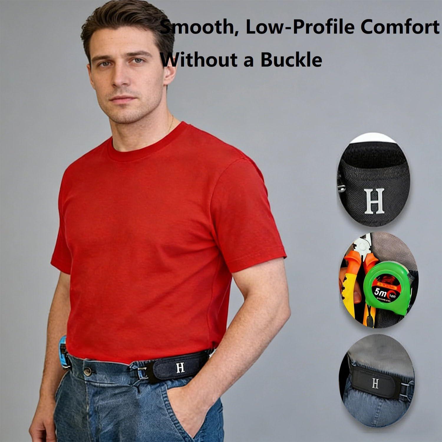 Unisex 2/4 PCS No Buckle Belts for Men and Women, Buckless Belts for Unisex- Adjustable Metal Hook Comfortable Invisible Belt, Invisible Belt for Jeans, Pants，Strap For Outdoor Work Travel Casual，unique gifts for man
