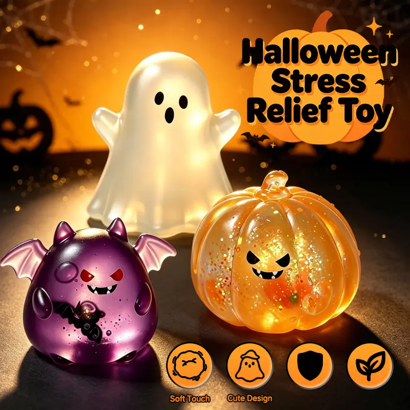 Cute Halloween scary ghost Maruko squeezetoy set, portable stress-relief hand squeezetoys, perfect Halloween party treat bag fillersand holiday gifts sohochic
