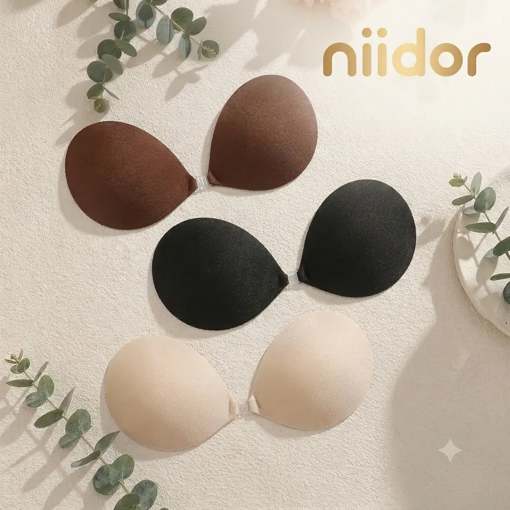 Niidor [2.0] Fabric Adhesive Bra, Instant Lift, Comfortable with Front Closure, Strapless, Invisible Push Up, Reusable for Backless Dress, sticky bra push‐up sticky bra sticky bra push up puff sticky bra
