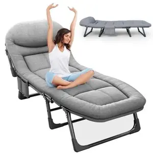 Portable Folding Bed with 6 Adjustable Positions Heavy Duty Sturdy Frame Ideal for Camping and Home Use