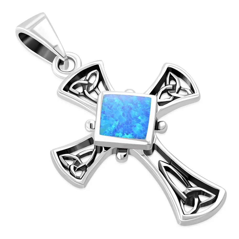 My Daily Styles Cross Necklace for Women - Faith Pendant Necklace with Simulated Gemstone â€“ 925 Sterling Silver Celtic Irish Trinity Cross Necklace â€“ Hand Polished Silver Necklace for Women, Daily Wear