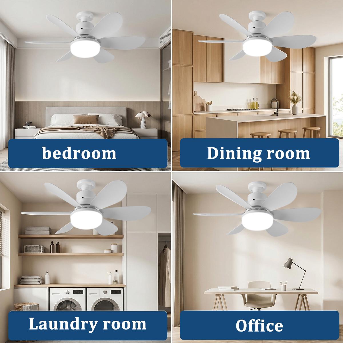 Portable Socket Fan Light with Remote & Intelligent Mobile Phone Control, E27 Ceiling Fan with 3 Lighting Modes for Bedroom, Kitchen, Living Room & Baby Room