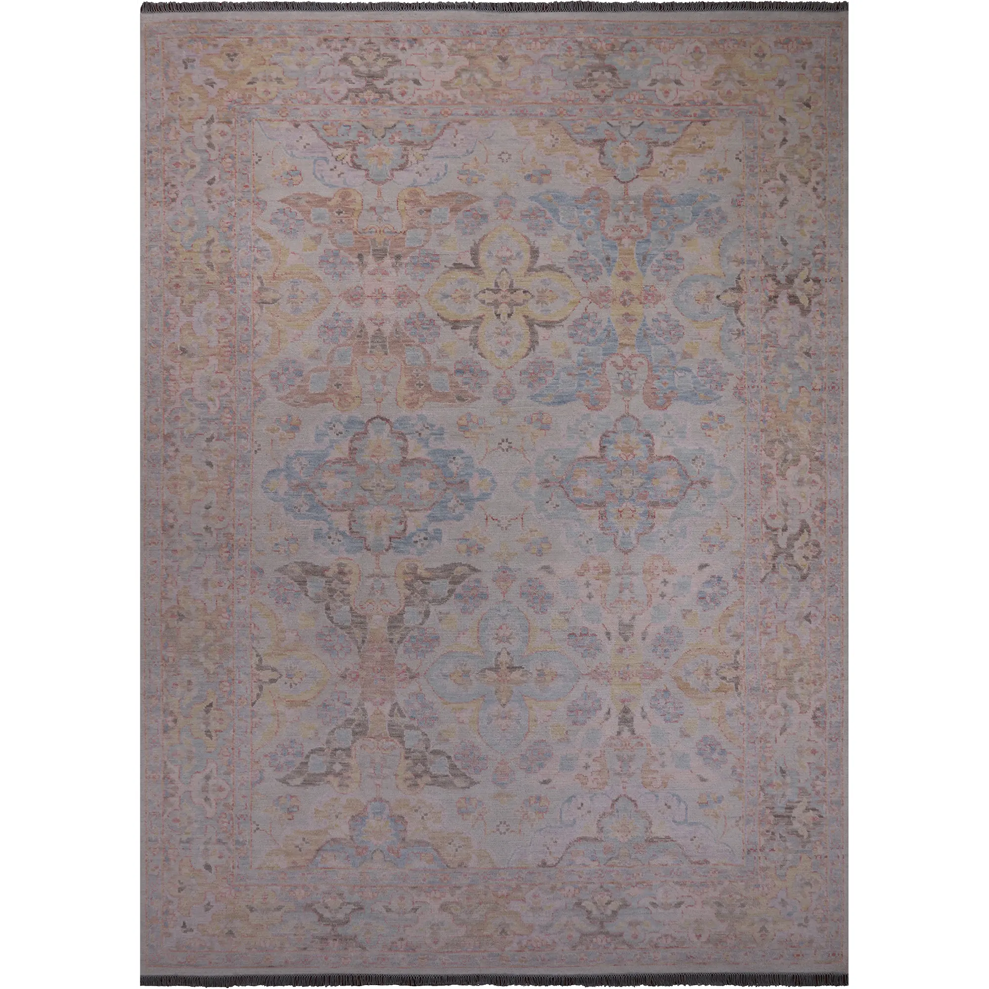 Ivory Persian Tabriz Hand Knotted Wool Rug - 10' 1" X 14' 0"