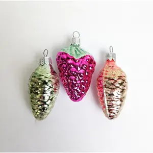 Pinecone & Grape Cluster Vintage Glass Christmas Ornaments