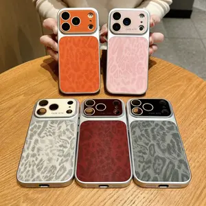 Luxury Leopard Print Large Window Phone Case, Shockproof Corner Full Coverage Protective Cover, Light Luxury High Aesthetic Trendy Leopard Pattern Shell, Anti-Slip Anti-Drop Scratch Resistant Slim Fit Phone Case Compatible with iPhone 17 16 15 14 13 Air P