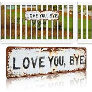 Love You, Bye – Vintage Metal Wall Sign, Playful & Relatable Message With Distressed Finish for That Classic Farmhouse Kitchens, Hallways, Home Bars wedding arrangement