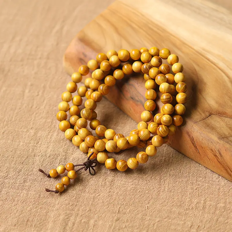 (Golden Wood) 108 beads