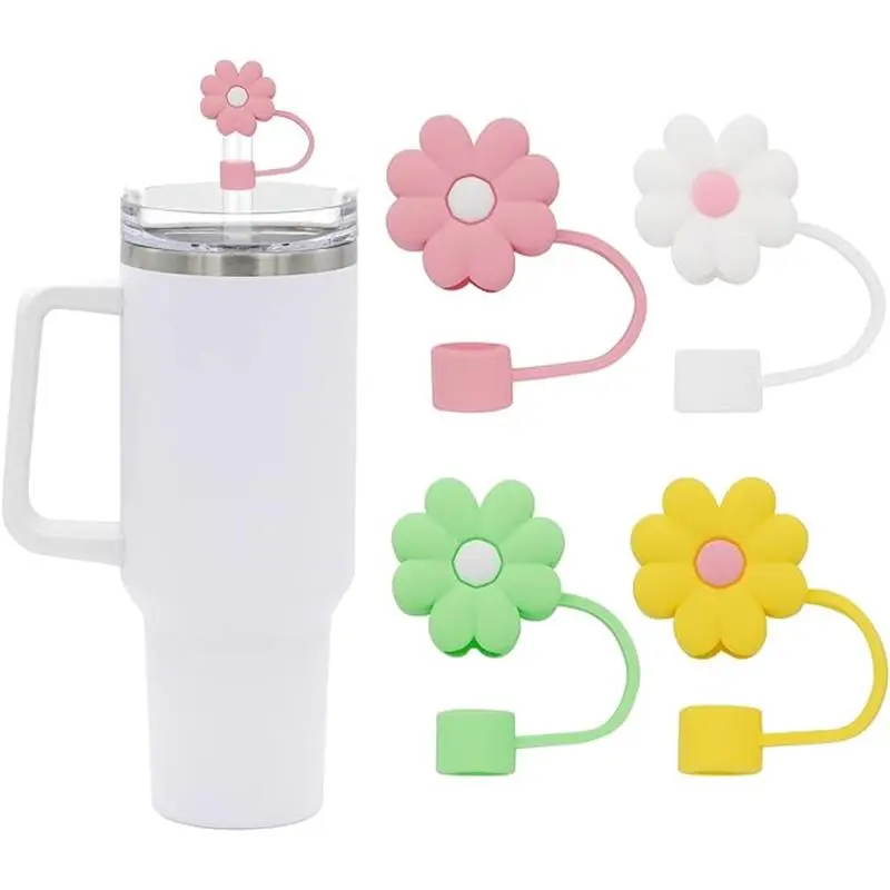 4Pcs 0.4in Diameter Cute Silicone Straw Covers Cap for Stanley