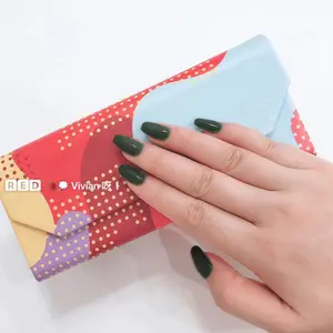 Dark green, nail patches, Glue On Nails, 24-piece finished nail set, medium-sized solid color trapezoidal press-on nails, Medium Coffin Ombre Handmade Press On Nails with Adhesive Tabs for Girls Easy Apply No Damage Artificial Nails