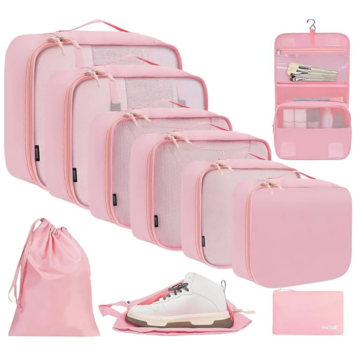 【SummerVibes】BAGAIL 10 Set Packing Cubes - How I Fit My Life in a Suitcase Travel Luggage Organizers Zipper Pouches,summerwins