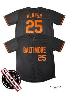 Men's Baltimore Alonso 25 Baseball Jersey, Comfortable Breathable Quick-Dry Sportswear, Casual Loose Fit for Spring Summer