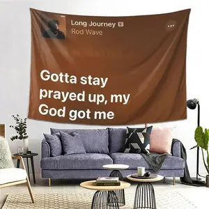 Rod Wave Music Tapestry Wall Hanging - Durable Anti-Wrinkle Soft Polyester Fabric with Song Lyrics & Album Art, Horizontal Home Decor for Living Room, Bedroom, Party Decorations - Perfect Gift for Fans, Music Decor, Contemporary Style, Textured Finish