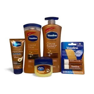 Vaseline Cocoa  Radiant Bundle - 2 Lip Therapy, 600mL & 400mL Body Lotion, 100mL Hydra Replenish & 1.75 Oz Jelly Skincare Moisturizing Set Scent