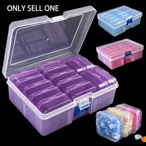 1pc Transparent Plastic Box Set for Jewelry, Beads & DIY Accessories - 14pcs Organizer Containers with Sorting Compartments for Art Supplies, Desktop Home Organization Multi Grids Organizer, Home Organizers, Home Storage Supplies
