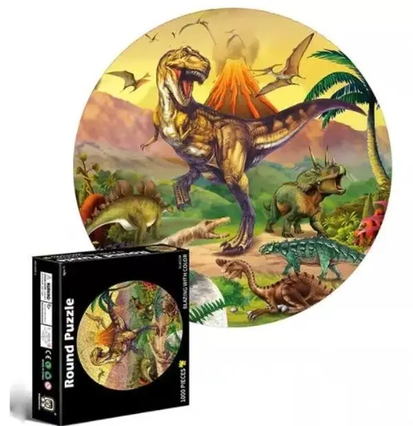 DIY Tyrannosaurus Rex 1000 Pieces Round Jigsaw Puzzle Dinosaur World