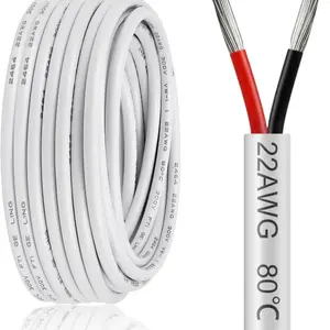 22 Gauge Wire 2 Conductor, 22AWG Electrical Wire, 22/2 Oxygen Free Stranded Tinned Copper Wire, Insulated Low Voltage Cable for LED Lamps Lights Automotive