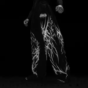 Dark Gothic Style Men's Track Pants Straight Leg Casual Sports Long Trousers for Running Training Sweatpants geng  outfit