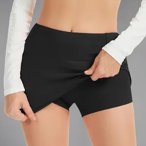 Mini Skirt for Women with Side Split Mid Waist Bodycon Skort with Shorts Underneath Casual Trendy Outfits