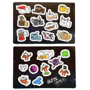 Butts in Space Sticker Sheets - Set of Two Sheets with Cute Toilet Paper, Butts, and more