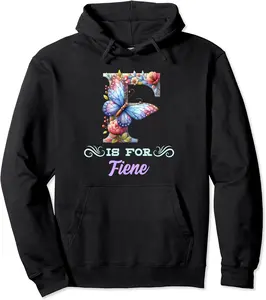 F Is For Fiene Girly Butterfly And Flower Initial Name Pullover Hoodie - Sarahreb Shop 92B0D2LYSTW5