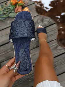 Western Retro Floral Sandals for Women, High-Quality Fabric, Durable and Soft, Summer Style, Ideal for Daily Use, Perfect Gift Choice, Versatile Flat Sandals