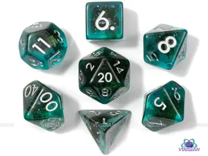 Seafallen | Blue with Green Moss | Resin Dice Set (7)