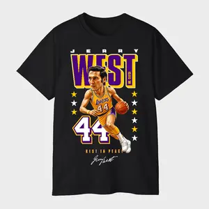 Jerry West 44 Mr Clutch Tribute T-Shirt - Rest In Peace Basketball Legend Vintage Graphic Hall of Fame Fan Gift