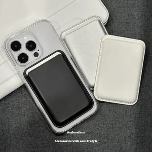 Magnetic wallet for iPhone Lightweight Magnetic Phone, for Mag-Safe Wallet Tracker, iPhone 17/16/15/14/13/12 de cartera, soporte para 4 tarjetas, Vegan Leather