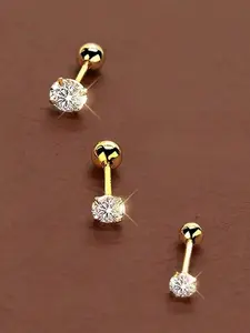 Elegant Stainless Steel Cz Earrings Set, Synthetic Zircon Jewelry for Women, Shiny Design, Perfect for Daily Wear
