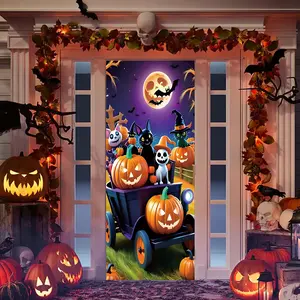Stretchy Room Door Decoration Set for Halloween, Easy to Install Door Covers and Banners, 82.7in X 35.4in for Holiday Parties