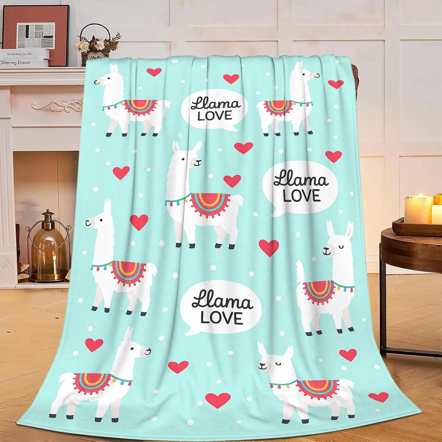 Flannel Blanket | Llama Alpaca Throw Blanket Cute Llamas Blanket Alpaca Gifts For Women Girls Soft Cozy Flannel Fuzzy Stuff Plush Bedding Decor For Kids Adults Couch Sofa | Gift Blanket / All Season
