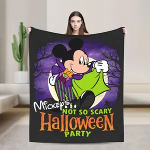 [SummerVibes] DISNEY CLASSIC“Mickey’s NOT SO SCARY Halloween PARTY”Flannel Blanket - Soft, Warm Cartoon Design, Sofa, Bed, Office, Blanket for Couch, Colorful
