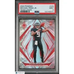 2024 Panini Phoenix Michael Penix Jr Team Logos Rookie 229 PSA 9 Atlanta Falcons