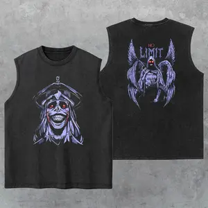 Level Up No Limit: Solo Leveling Journey Washed Tank Top, Gym Essential, Vintage Casual Crewneck Short Sleeves Menswear T-shirts Classic Cotton Fabric Streetwear