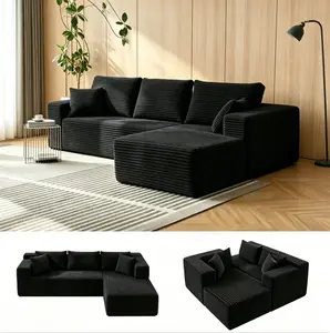 L-Shape Chaise Cloud Sectional Sofa, Boneless Compression Sleeper Bed,Modular Deep Seating Upholstered Furniture, No Assembly Required High-Density Foam Living Room Couch  Lounge Plush Oversized Rivet Design Leather Storage Massage Gaming Recliner Chair