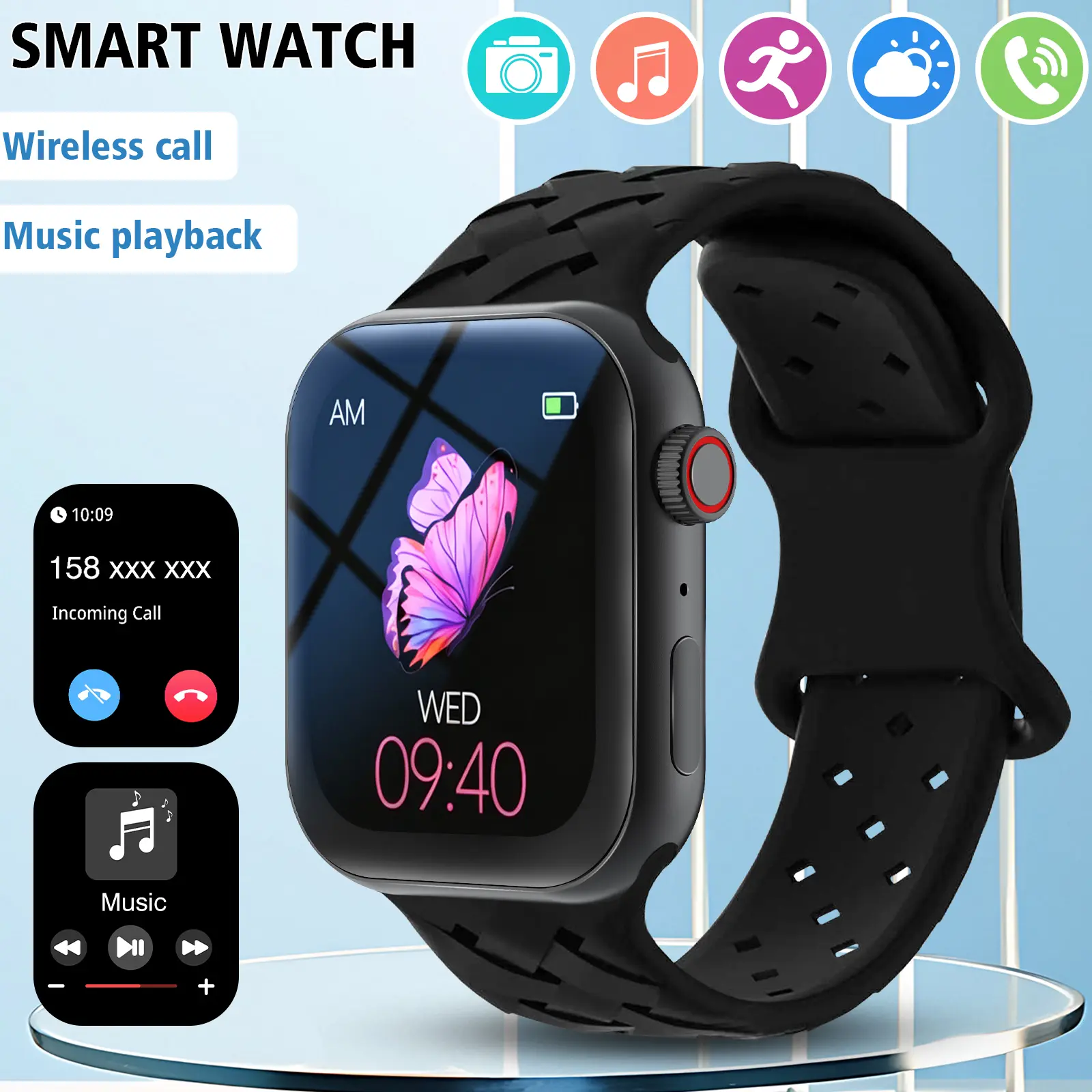 2.01" HD Smart Watch for Men & Women | Bluetooth Calling, Multi-Sport Modes, Music Control, Camera Remote, Weather Forecast, Stylish Woven Band