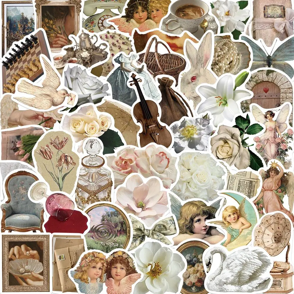 Vintage Flower Pattern Sticker, 50/1000pcs/set Waterproof Self Adhesive Decor Paper, Decor Sticker for Gift Greeting Card Water Bottle Laptop Phone, Ornaments
