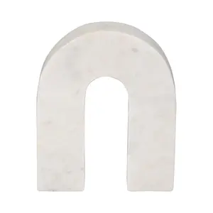 Sagebrook Home Modern Neutral Marble Horseshoe Tabletop Decorative Object Ornaments