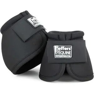 Equine No Turn Bell Boots for Horses - Black, Medium | Shock Absorbing Hoof Protection | Secure Double Hook & Loop Closure, Perfect for Travel, Training, & Equestrian Riding - 1 Pair
