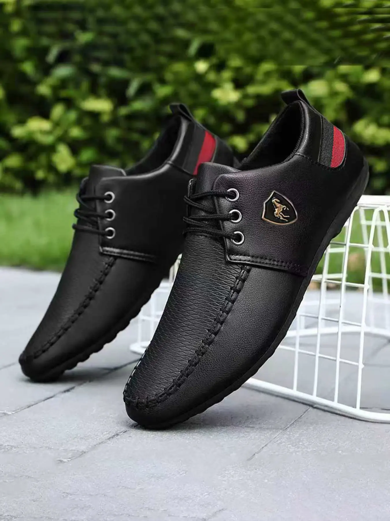 Men's Casual Plain Color Lace Up Loafers, PU Leather Shoes, Fashionable Comfortable Shoes for Daily Wear, Lightweight Breathable Shoes for All Seasons, Footwear