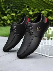 Men's Casual Plain Color Lace Up Loafers, Fashionable Comfortable Shoes for Daily Wear, Lightweight Breathable Shoes for All Seasons