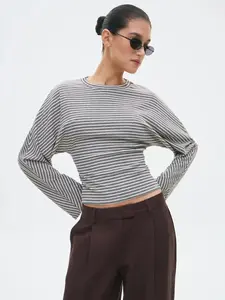 Women's Fashion Round Neck Striped Loose Long Sleeve Top, Womenswear, Comfortable Casual Fit Lightweight Spring & Fall, Perfect for Daily Wear, Everyday, Picnic, Date, Commute, Travel
