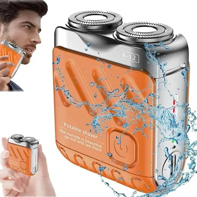 2026 New R-12 Men's Cordless Portable Electric Shaver,USB Rechargeable Battery,TYPE-C Charger,Double-Ring Magnetic High Efficiency Cutter,Long Battery Life,Lightweight  Size for Home Travel